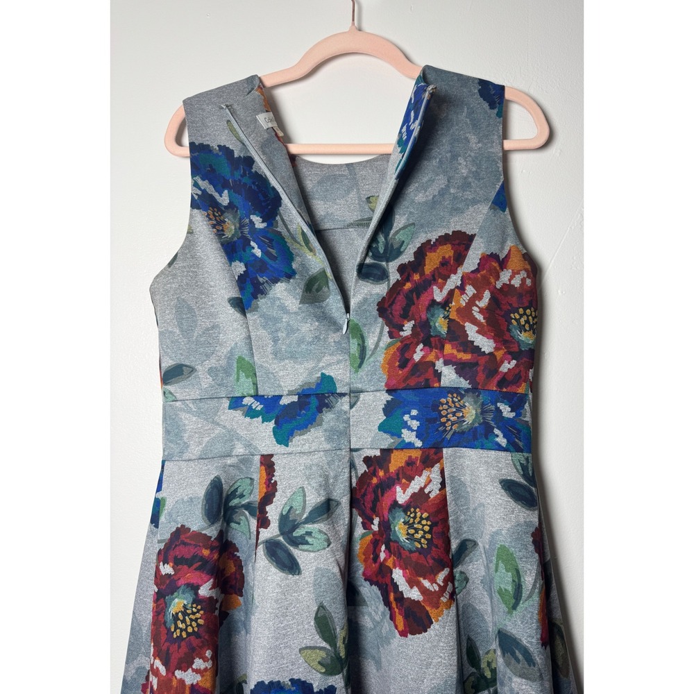Calvin Klein Womens Floral Fit and Flare Scuba Summer Dress Grey Blue Red 12 - Picture 4 of 7